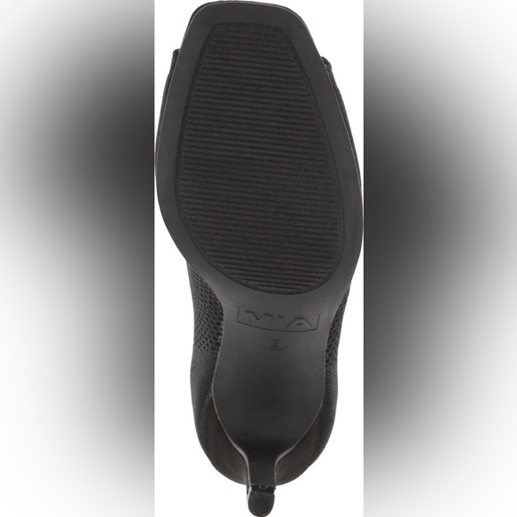 NEW MIA Black Heeled Peep Toe Flyknit Booties - Picture 5 of 8